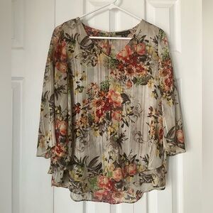 Floral V-Neck Layered Blouse